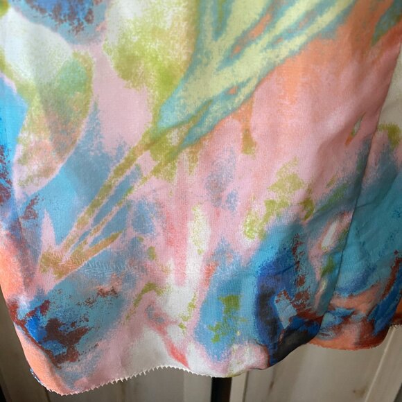 Simply Vera Chiffon Romantic Ruffle Abstract Prairie Sheer Flutter Blouse L - Picture 6 of 10